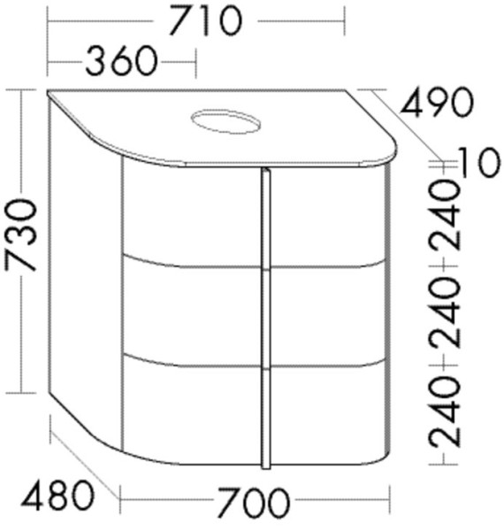Burgbad Waschtischunterschrank Lavo 2.0 730x710x495 Weiß Hochglanz, SFZW071F5048
