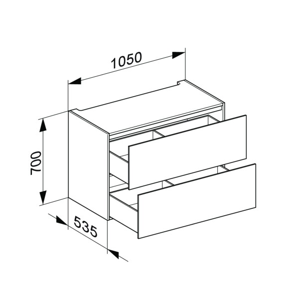Keuco Waschtischunterschrank Edition 11 31316, 2 Front-Auszüge