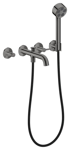 Hansgrohe 3-Loch Wannenarmatur AXOR One Unterputz Wandm.Handbrause Hebelgr.polished black chrome, 4