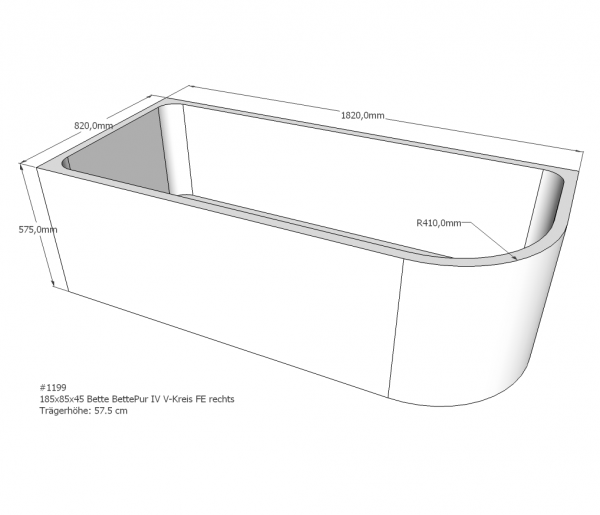 Neuesbad Wannenträger für Bette Pur IV 185x85 teiloval