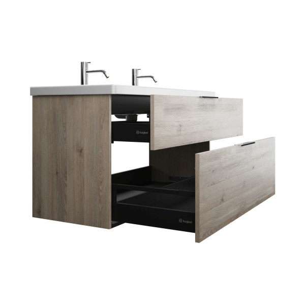 Burgbad Keramik Waschtisch-Set Eqio Eiche Dekor Flanelle/Alpinweiss, SEYR123F2632C0001