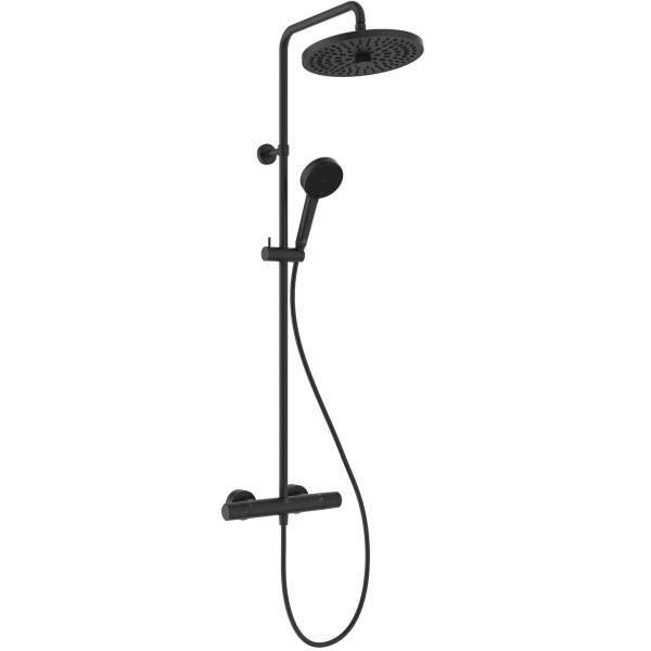 Ideal Standard Duschsystem CThermT25+ m.Brausetherm. mit 2F-HB und 2F-Kopfbrause Silk Black, A7210XG