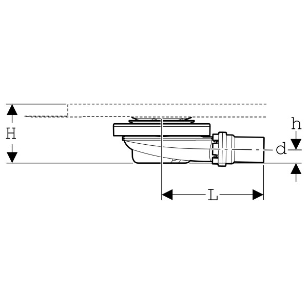 Geberit Duschwannenablauf, zu Duschfläche Setaplano Sperrwasserhöhe 30 mm d40, 154022001