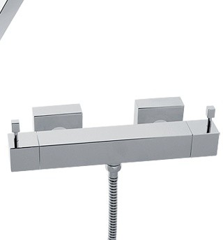 KAJA-Aquadrat Zweigriff-Brausebatterie, Brauseabgang 1/2", chrom