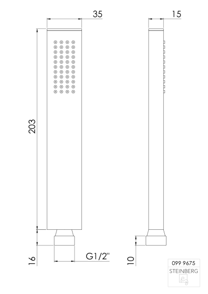 Steinberg Serie 100 Handbrause mit Easy clean, eckig, chrom, 099.9675