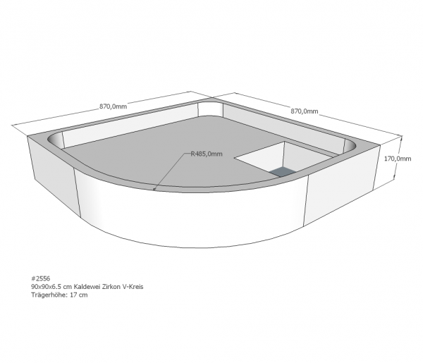 Neuesbad Wannenträger für Kaldewei Zirkon 90x90x6,5 Viertelkreis