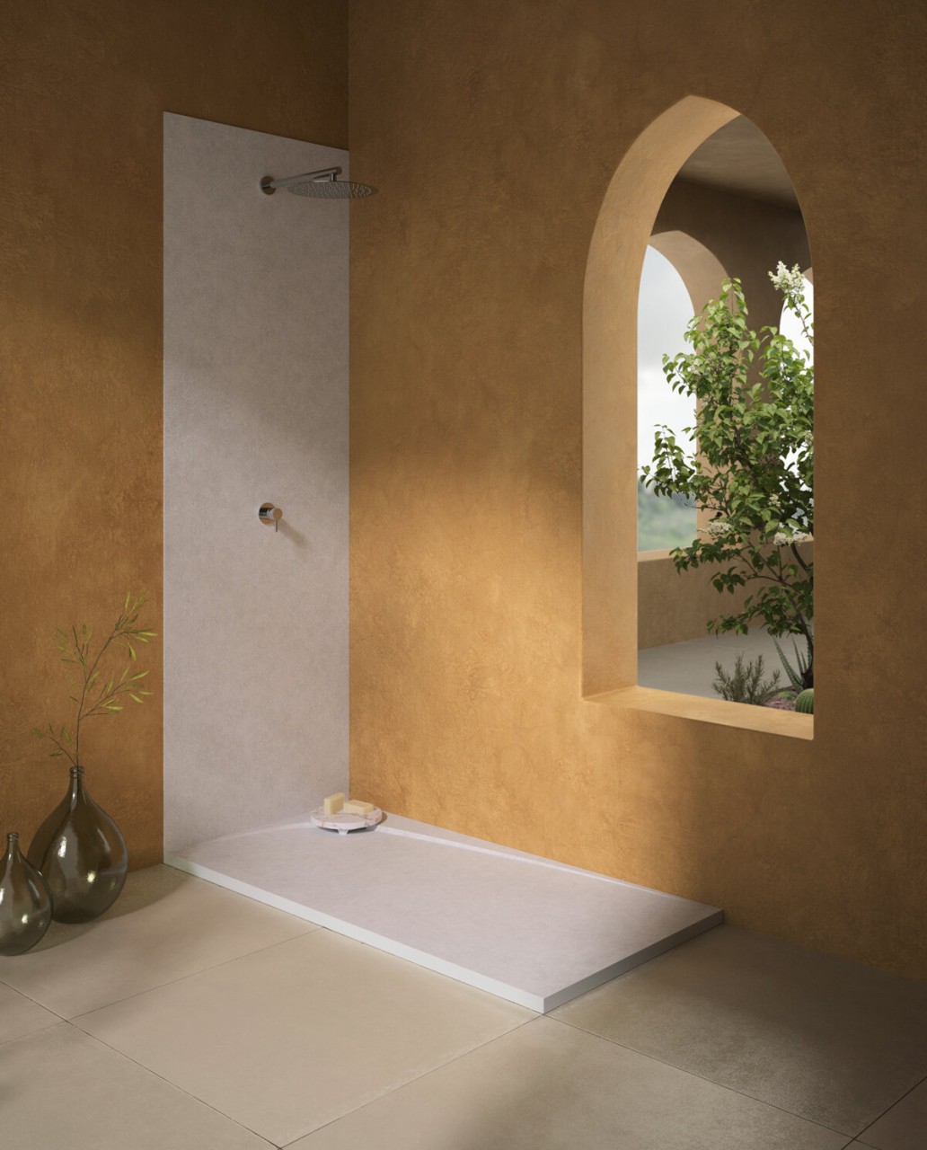 Fiora Duschboden Wave Concrete rechts 1400x800 SWCD14080