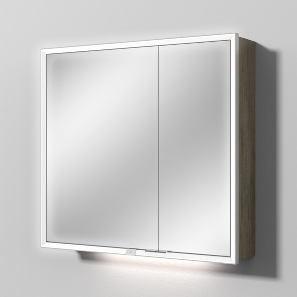 Sanipa Reflection Spiegelschrank MILO 80 mit LED-Beleuchtung, Eiche-Nebraska, AU03237