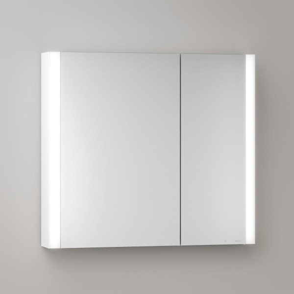 KEUCO Royal Atlas LED Spiegelschrank 80 x 71 x 12,7 cm mit 2 Türen, asymmetrisch, Aufputz