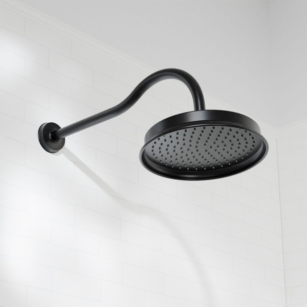Steinberg Serie 350 Kopfbrauseset Ø 225mm inkl. Brausearm Wandmontage, mit Easy Clean, matt black, 3