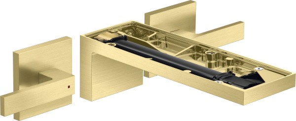 Hansgrohe 3-Loch Waschtischarmatur AxMyEdition F-Set Wandmontage o.Platte, brushed brass, 47082950