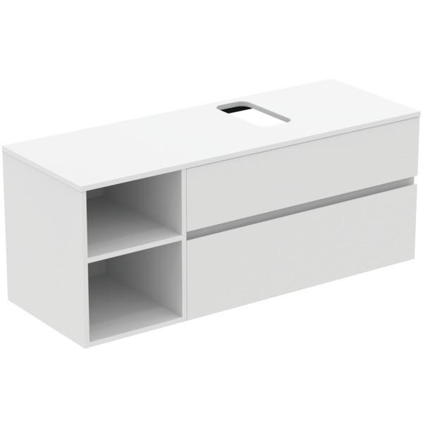 Ideal Standard Waschtischunterschrank Finesse Ausschnitt r/l 1402x505x558mm 2 Auszüge Weiss matt, E3