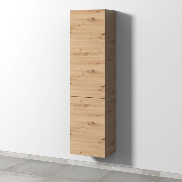 Sanipa 3way Stauraumschrank mit 1 Tür und 1 Wäschekorbklappe, Eiche Natural-Touch