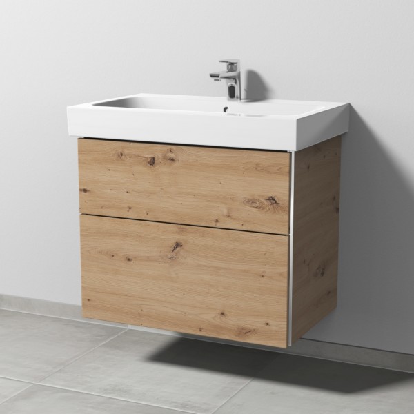 Sanipa 3way Waschtischunterbau zu Geberit iCon Waschtisch mit 2 Auszügen, Eiche Natural-Touch