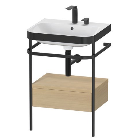 Duravit Happy D.2 Plus c-bonded Set mit Metallkonsole und Schubkasten Mediterrane Eiche Matt 575x490