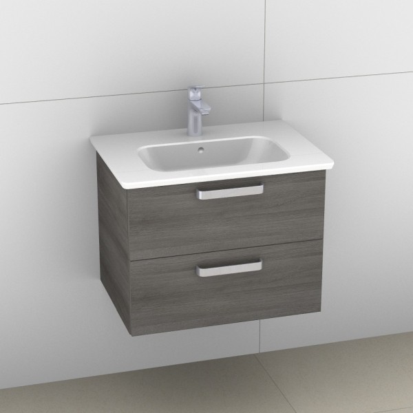 Artiqua 412 Waschtischunterschrank für Softmood T0557, Graphit Struktur quer, 412-WU2L-I30-7098-401