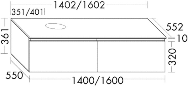 Burgbad Waschtischunterschrank Lin20 Acryl/Lack Matt 361x1402x552 Sand Matt, SGWF140F5376