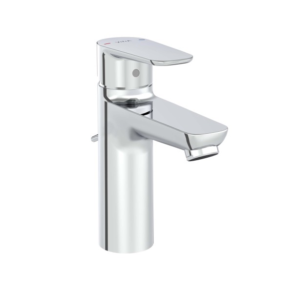 VitrA Flow Soft Einhebel-Waschtischmischer mit Ablaufgarnitur Niederdruck Höhe 17 cm Chrom,A43527ND