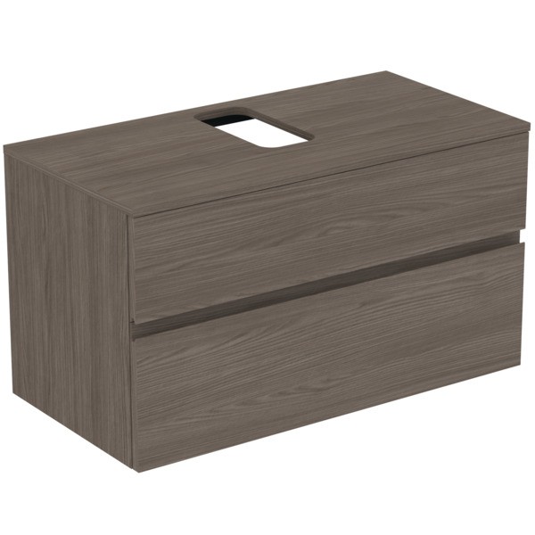 Ideal Standard Waschtischunterschrank Finesse Ausschnitt r/l 1002x505x558mm 2 Auszüge Ulme dunkel, E