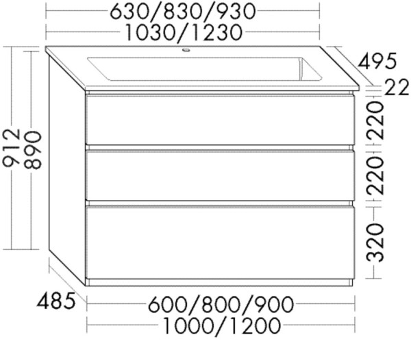 Burgbad Keramik Waschtisch-Set Lin20 Acryl/Lack Matt Sand Matt/Schwarz Matt, SGHG093F5376C0038