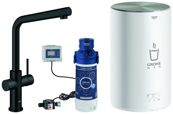 GROHE Armatur und Boiler GROHE Red Duo 30327KS1, Größe M, L-Auslauf, Einlochmontage,