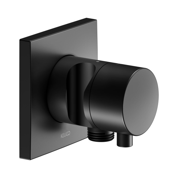 Keuco IXMO Black Selection Absperrventil m. Schlauchanschluss u. Brausehalter, eckig, schwarz matt