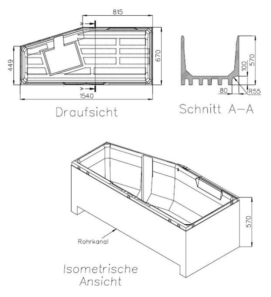 Neuesbad Wannenträger für Kaldewei Mini/Mini Star Nr.834/835 157x70 re