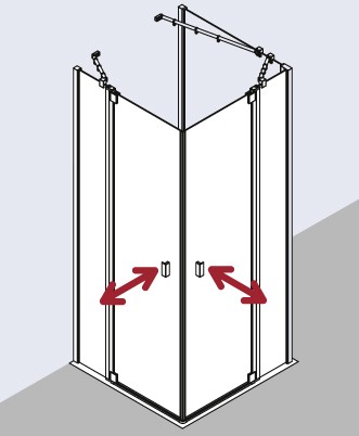 Kermi Eck-Halbteil rechts Raya EPR 1230x2000, silber mattglanz, ESG klar, RAEPR123201AK