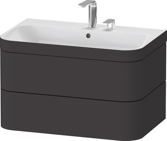 Duravit Happy D.2 Plus c-bonded Set wandhängend Graphit Supermatt 775x490x480 mm - HP4637E8080