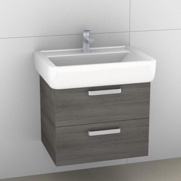 Artiqua 413 Waschtischunterschrank für Renova Plan 222266, 222267 Graphit Struktur quer, 413-WU2L-K6
