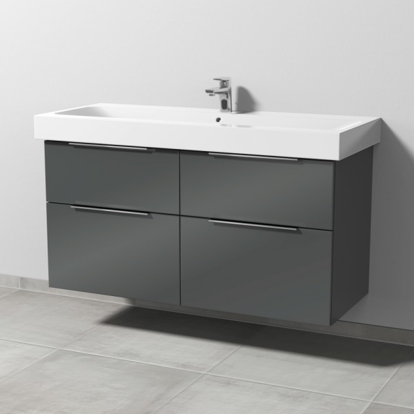 Sanipa 3way Waschtischunterbau zu Geberit iCon Waschtisch mit 4 Auszügen, Anthrazit-Glanz