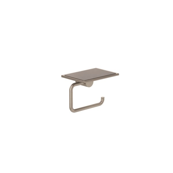 Kludi VELA R Toilettenpapierhalter mit Ablage Stainless Brushed Nickel PVD, 58971N5