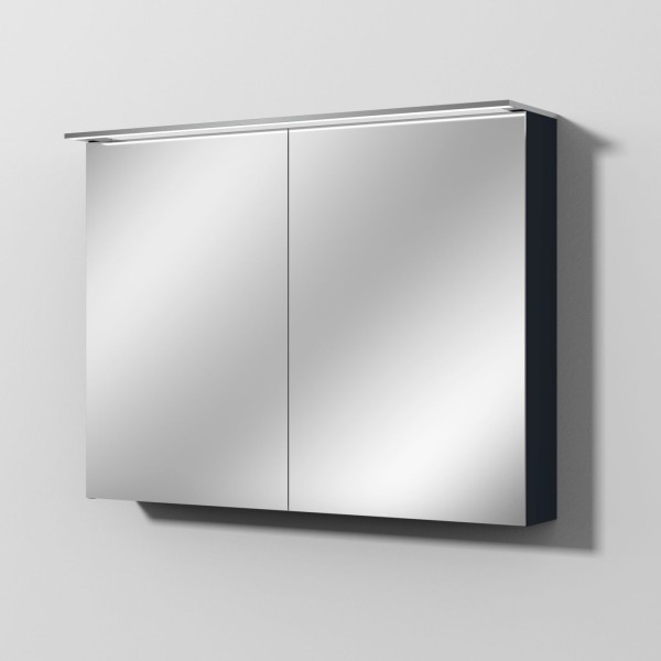 Sanipa Reflection Spiegelschrank MALTE 100 mit LED-Aufsatzleuchte, Marine-Matt