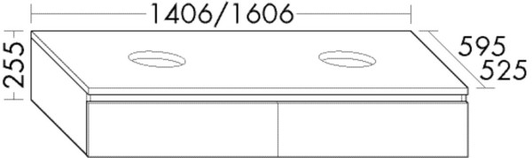 Burgbad Waschtischunterschrank Cube PG2 255x1400x525 Sand Matt, WWGR141F3791