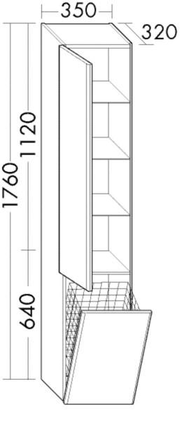 Burgbad Hochschrank Badu 1760x350x320 Leinengrau Hochglanz, HSIG035LF3692