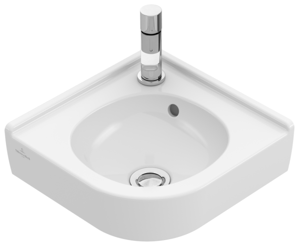 Villeroy & Boch Eck-Handwaschbecken O.novo 7310 320mm Schenkellänge , 1 Hahnloch mit Überlauf Weiß A