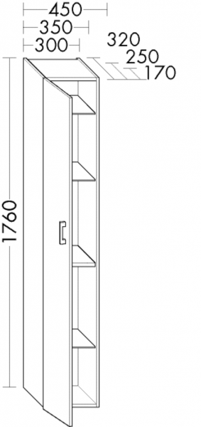 Burgbad Hochschrank Sys30 PG2 Echo 1760x300x170 Eiche Dekor Rost, HSF3020LF3810