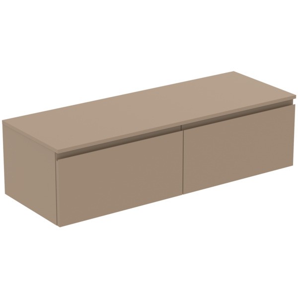 Ideal Standard Waschtischunterschrank Finesse o.Ausschnitt 1402x505x378mm 2 Auszüge Greige matt, E34