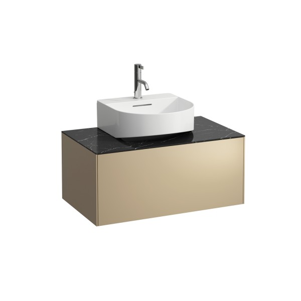 LAUFEN Waschtischunterschrank SONAR f.HWB H816341/2 1 Schubl 775x455 Ausschn mi Gold&Nero Marquina,
