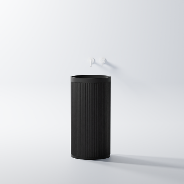 Steinberg Serie 740 Stand-Wandwaschtisch, ohne Überlauf, rund, ø 450mm, matt black