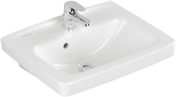 Villeroy & Boch Handwaschbecken Newo 500x400mm Eckig, 1 Hahnloch mit Überlauf Weiss Alpin