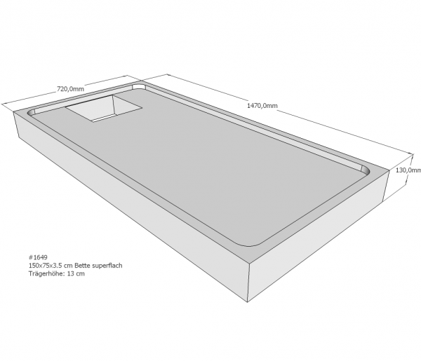 Neuesbad Wannenträger für Bette superflach 150x75x3,5