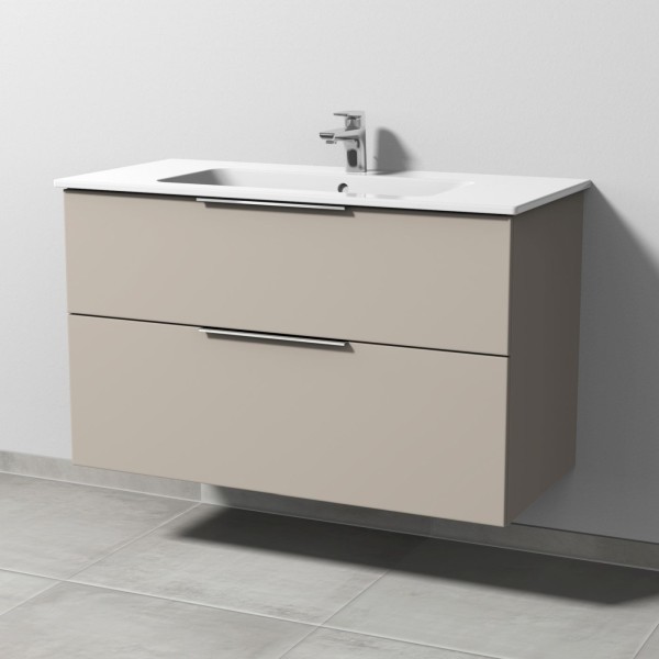 Sanipa 3way Waschtischunterbau zu Duravit ME by Starck Waschtisch mit 2 Auszügen, Kaschmir-Matt