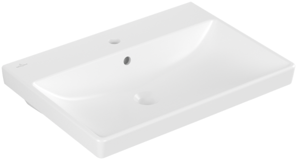 Villeroy & Boch Waschbecken Avento 650x470mm Rechteck 1HL. m. Überlauf Stone White CeramicPlus, 4158