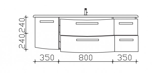 Pelipal Serie 7005 Waschtischunterschrank RD-WTUSL06, B:1506, H:480, T:498mm