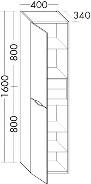 Burgbad Hochschrank Sinea 2.0 HGL 1600x400x340 Salbeigrau Hochglanz, HSIM040RF5938