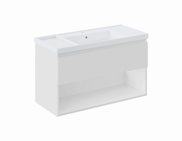 Cosmic Bbest Unterschrank 1 Schublade Und 1 Ablage mit Teckstone-Waschbecken, weiss matt, WJB010P100
