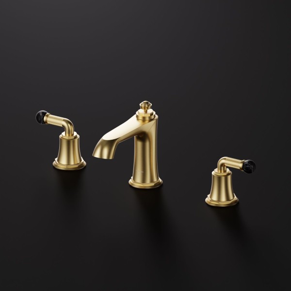 Steinberg Serie 355 3-Loch Waschtisch-Armatur, Gold gebürstet / Nero Marquina