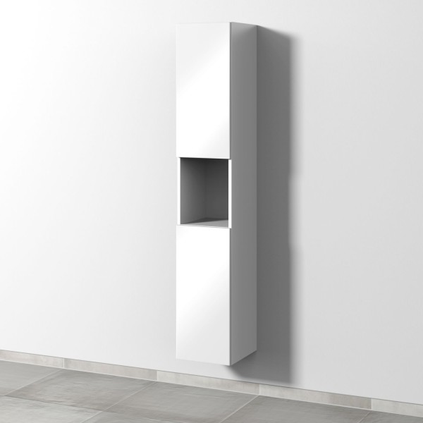 Sanipa 3way Hochschrank mit 2 Türen und 1 offenem Fach, Weiß-Glanz