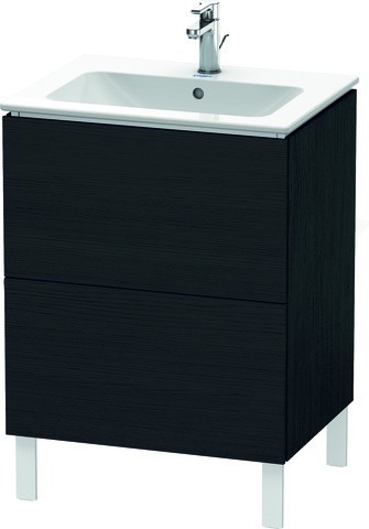 Duravit L-Cube Waschtischunterbau bodenstehend Eiche Schwarz Matt 620x481x704 mm - LC662501616